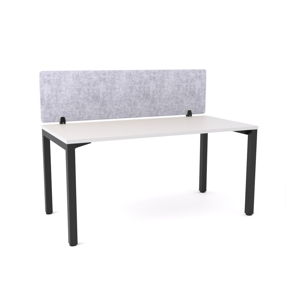 California Office Workstations (Straight Legs) 1-User Single-Sided Desk With AcoustiQ Screen (Marble Gray Screen)