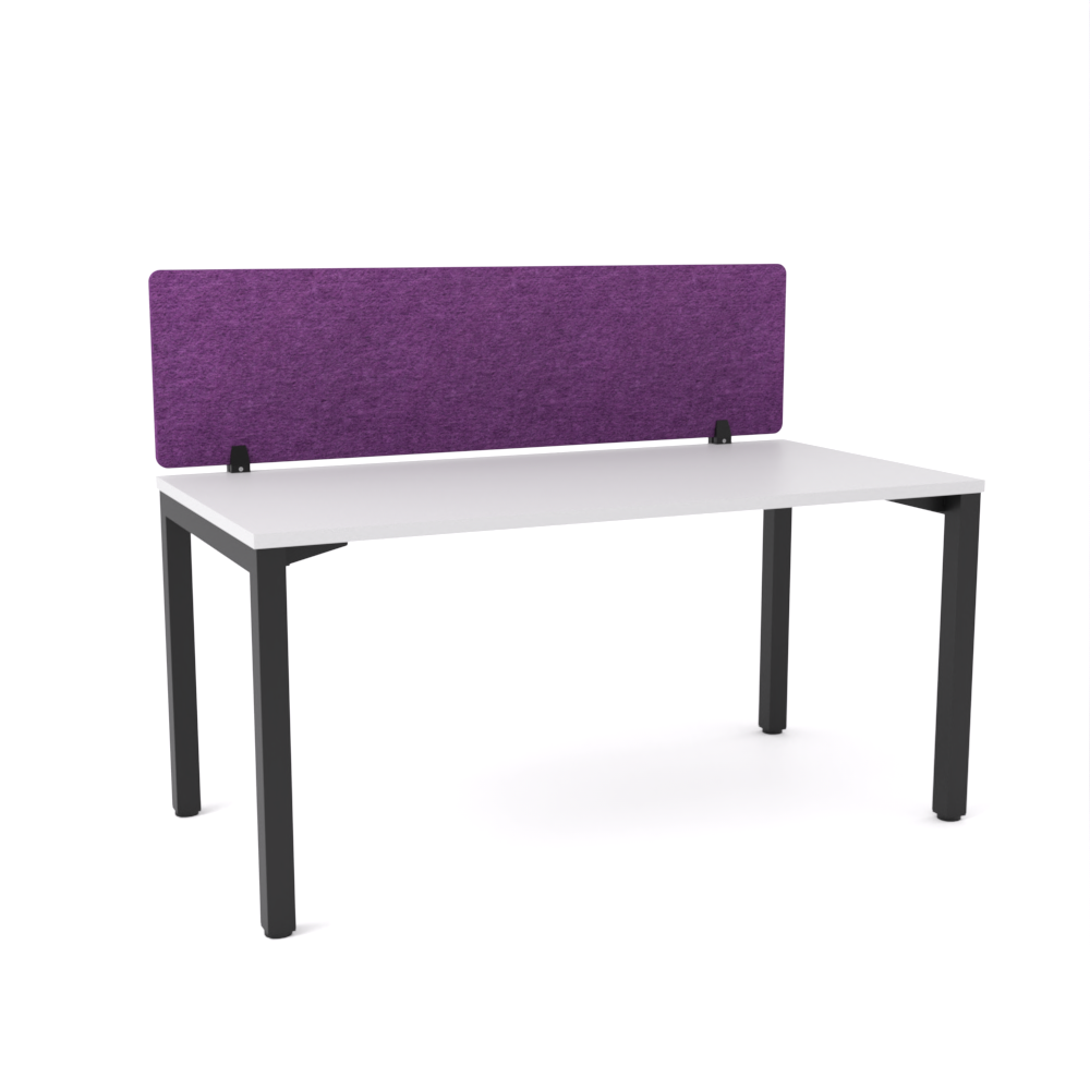 California Office Workstations (Straight Legs) 1-User Single-Sided Desk With AcoustiQ Screen (Purple Screen)