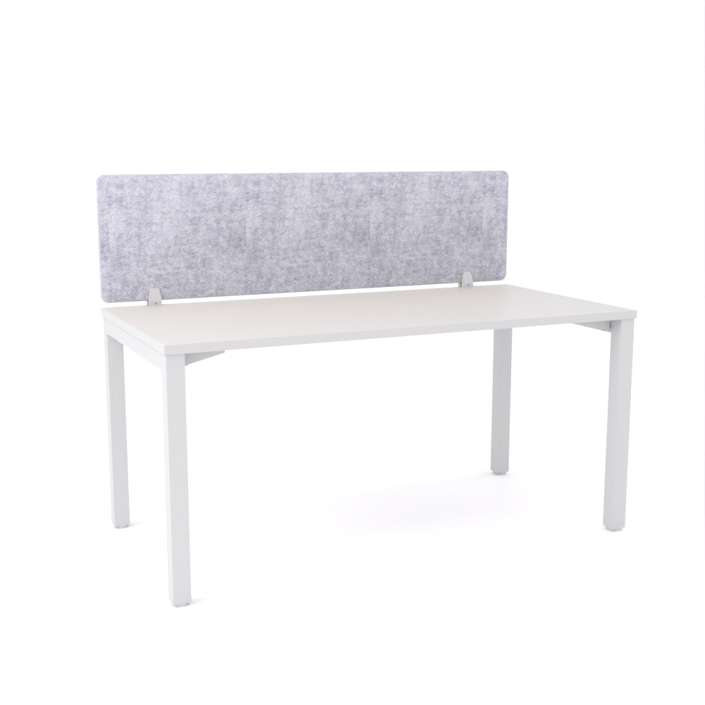California Office Workstations (Straight Legs) 1-User Single-Sided Desk With AcoustiQ Screen (Marble Gray Screen)