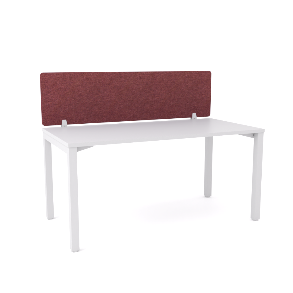 California Office Workstations (Straight Legs) 1-User Single-Sided Desk With AcoustiQ Screen (Maroon Screen)