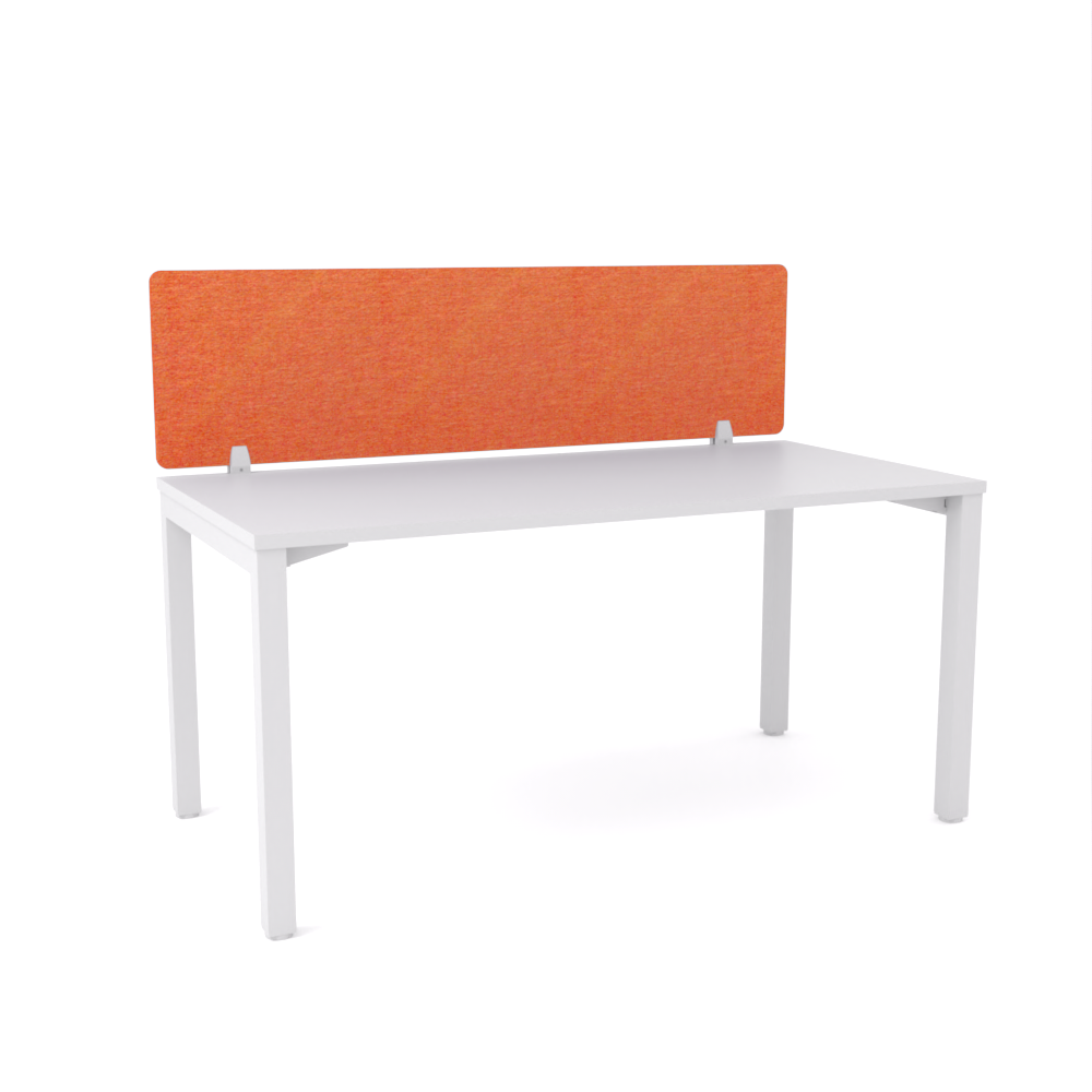 California Office Workstations (Straight Legs) 1-User Single-Sided Desk With AcoustiQ Screen (Orange Screen)