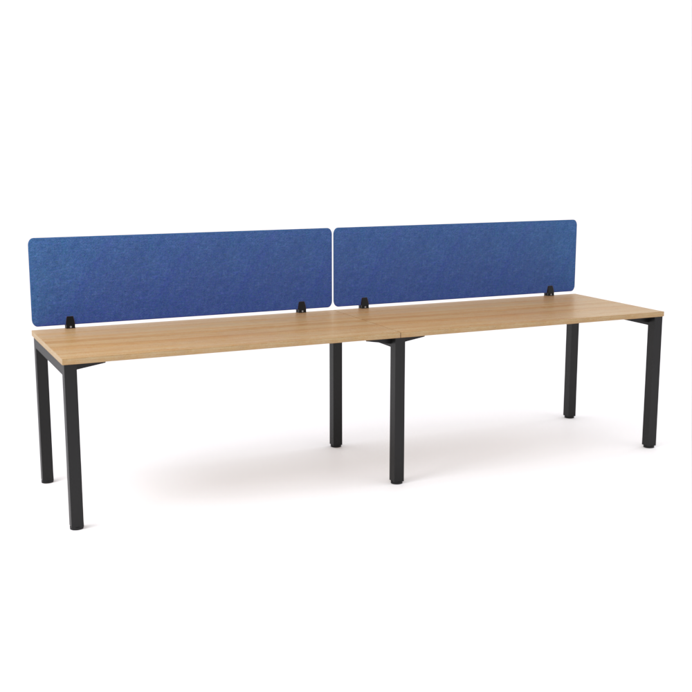 California Office Workstations (Straight Legs) 2-User Single-Sided Desk With AcoustiQ Screen (Cobalt Blue Screen)