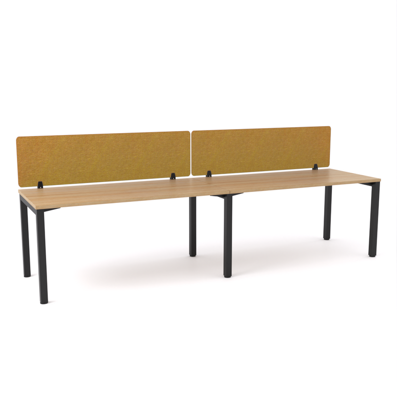 California Office Workstations (Straight Legs) 2-User Single-Sided Desk With AcoustiQ Screen (Golden Yellow Screen)