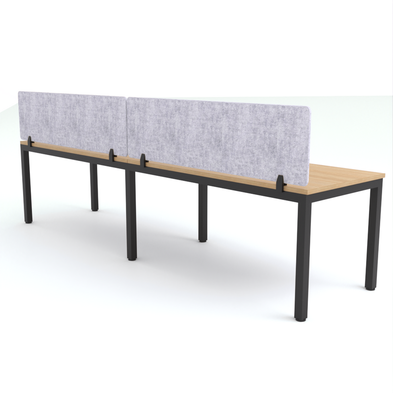 California Office Workstations (Straight Legs) 2-User Single-Sided Desk With AcoustiQ Screen (Marble Gray Screen)