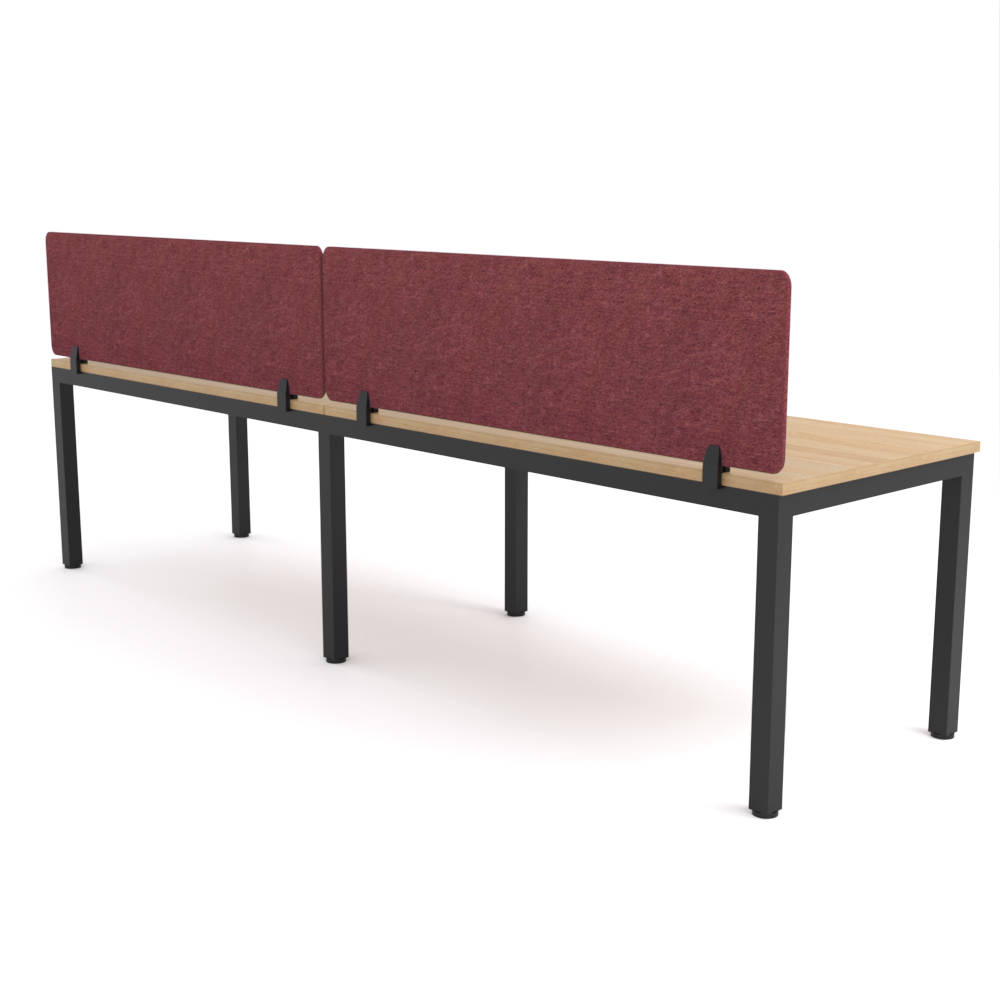 California Office Workstations (Straight Legs) 2-User Single-Sided Desk With AcoustiQ Screen (Maroon Screen)