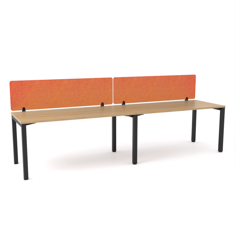 California Office Workstations (Straight Legs) 2-User Single-Sided Desk With AcoustiQ Screen (Orange Screen)
