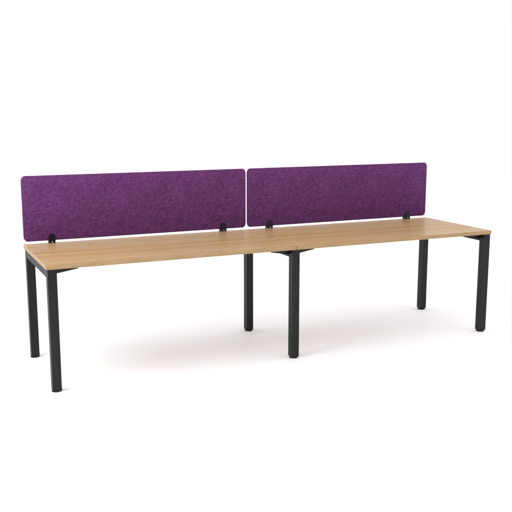 California Office Workstations (Straight Legs) 2-User Single-Sided Desk With AcoustiQ Screen (Purple Screen)