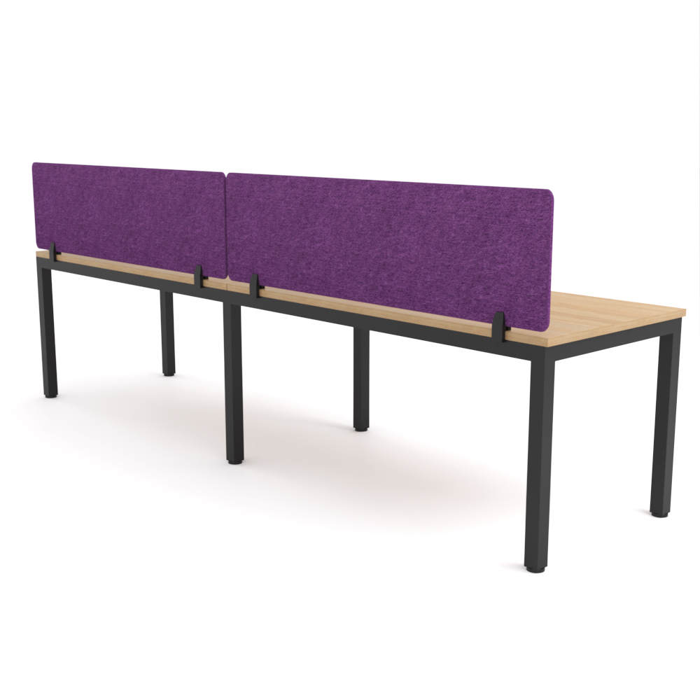 California Office Workstations (Straight Legs) 2-User Single-Sided Desk With AcoustiQ Screen (Purple Screen)