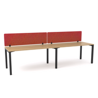 California Office Workstations (Straight Legs) 2-User Single-Sided Desk With AcoustiQ Screen (Red Screen)