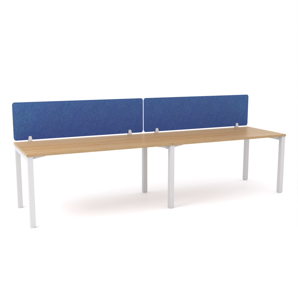 California Office Workstations (Straight Legs) 2-User Single-Sided Desk With AcoustiQ Screen (Cobalt Blue Screen)
