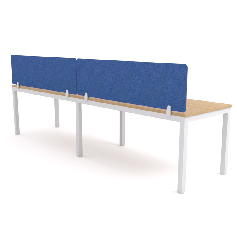 California Office Workstations (Straight Legs) 2-User Single-Sided Desk With AcoustiQ Screen (Cobalt Blue Screen)