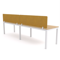 California Office Workstations (Straight Legs) 2-User Single-Sided Desk With AcoustiQ Screen (Golden Yellow Screen)