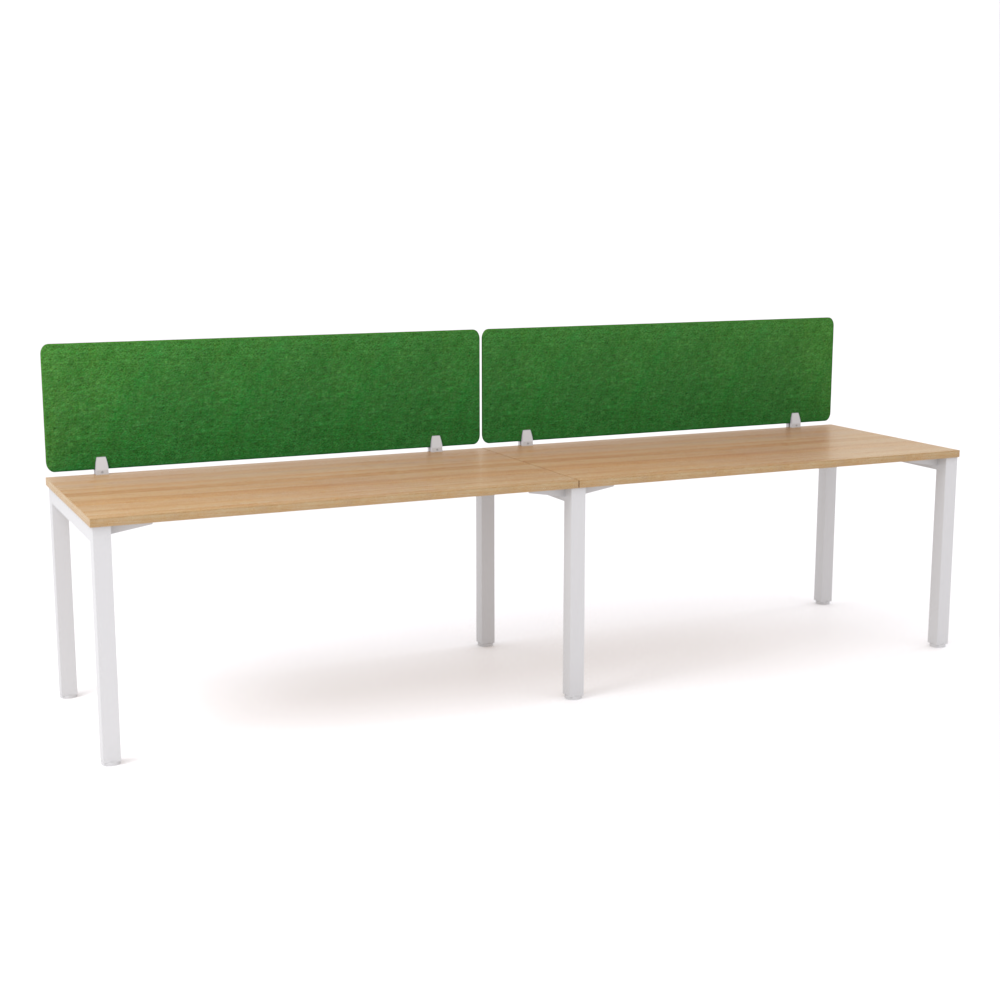 California Office Workstations (Straight Legs) 2-User Single-Sided Desk With AcoustiQ Screen (Green Screen)