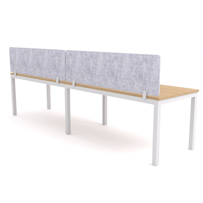 California Office Workstations (Straight Legs) 2-User Single-Sided Desk With AcoustiQ Screen (Marble Gray Screen)