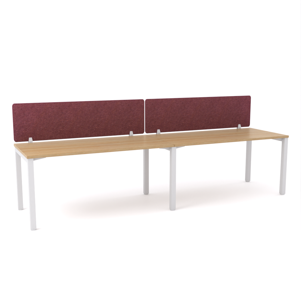 California Office Workstations (Straight Legs) 2-User Single-Sided Desk With AcoustiQ Screen (Maroon Screen)