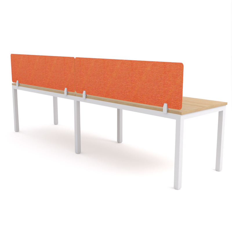 California Office Workstations (Straight Legs) 2-User Single-Sided Desk With AcoustiQ Screen (Orange Screen)