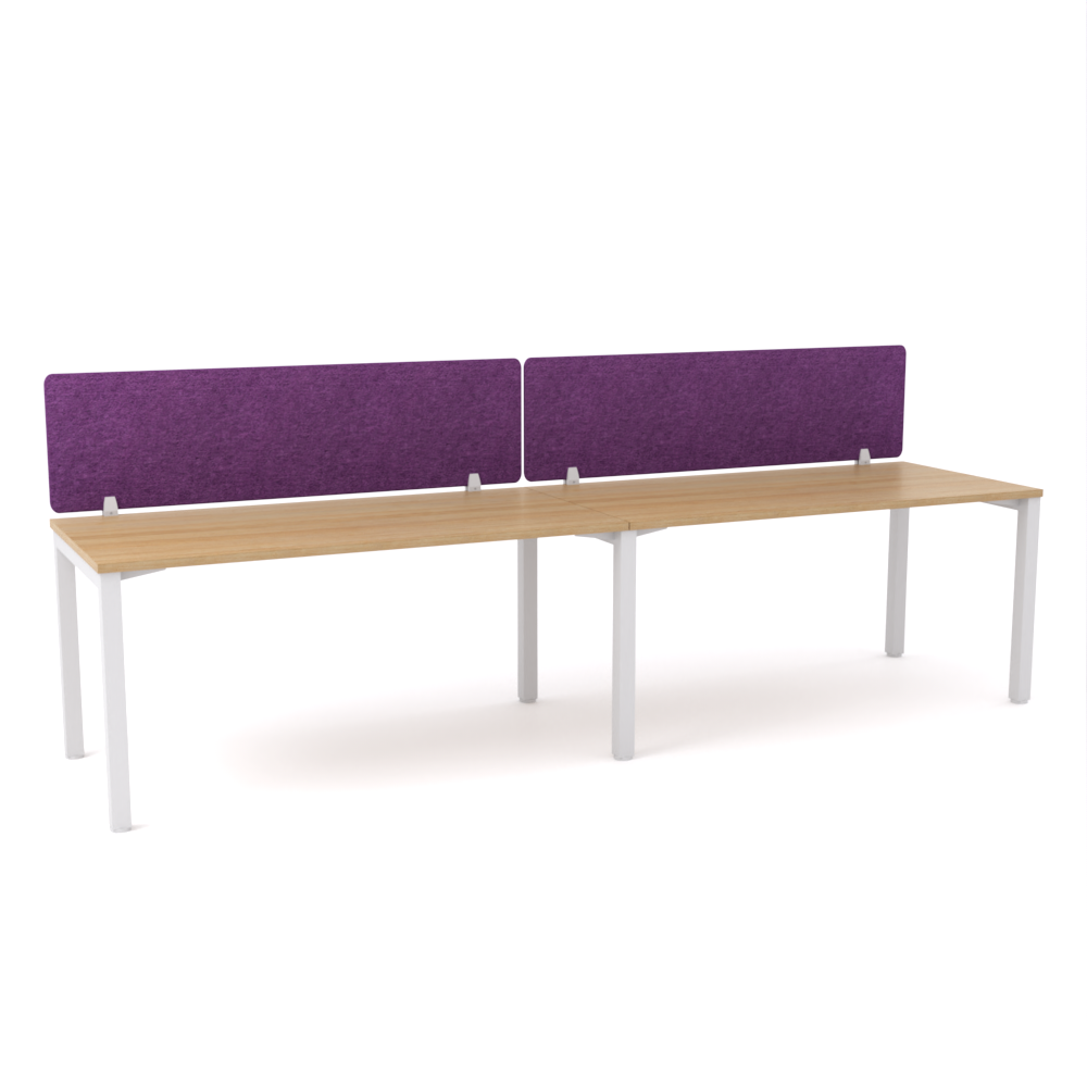 California Office Workstations (Straight Legs) 2-User Single-Sided Desk With AcoustiQ Screen (Purple Screen)