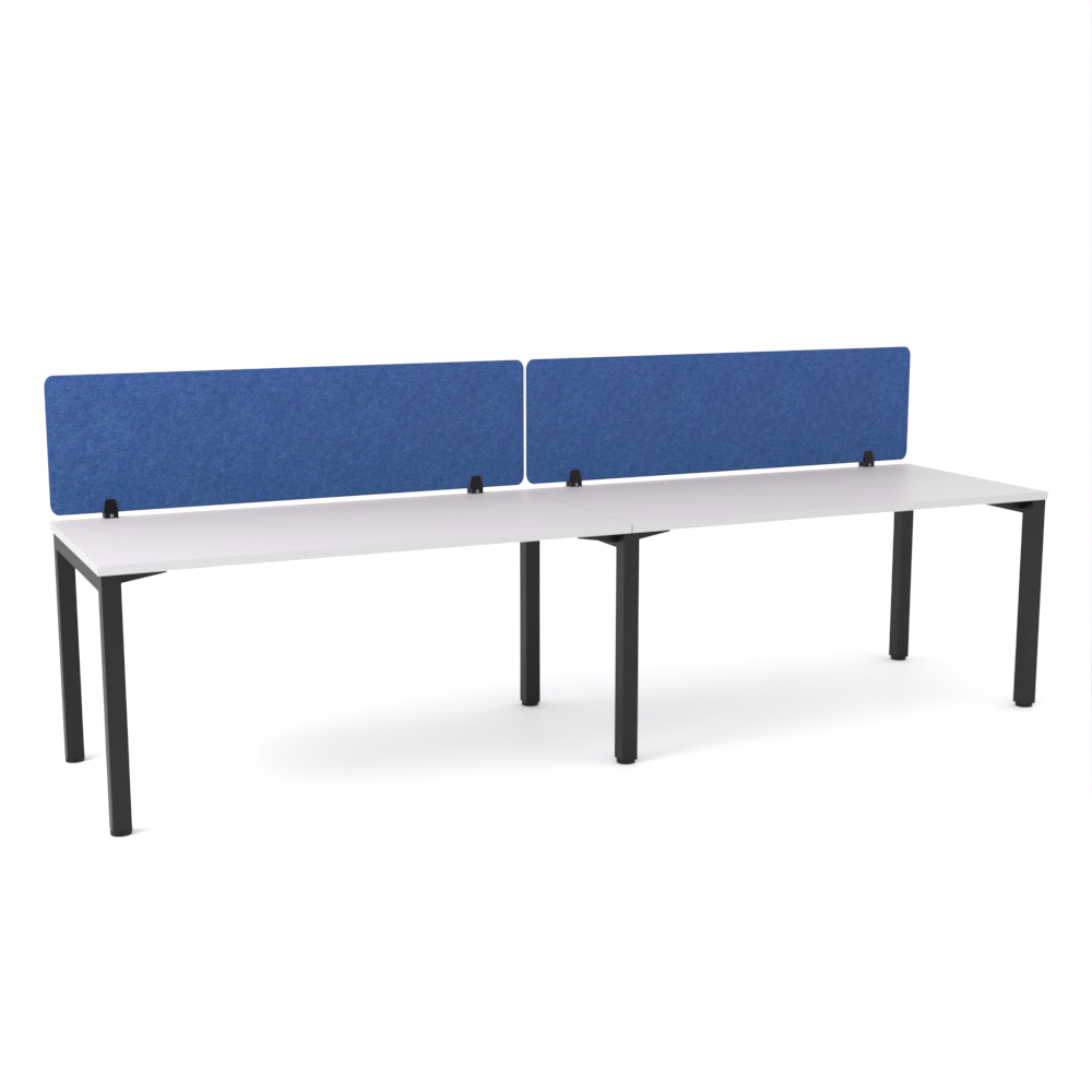 California Office Workstations (Straight Legs) 2-User Single-Sided Desk With AcoustiQ Screen (Cobalt Blue Screen)