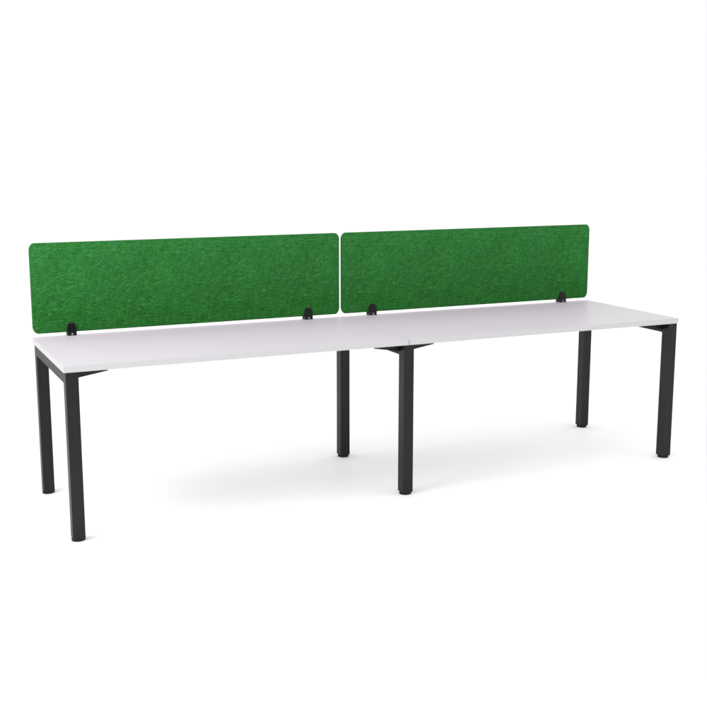 California Office Workstations (Straight Legs) 2-User Single-Sided Desk With AcoustiQ Screen (Green Screen)