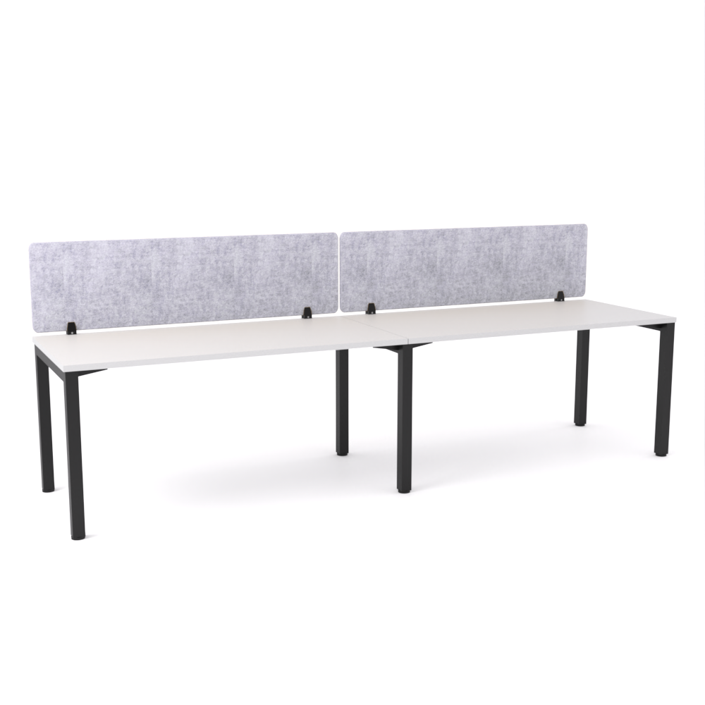 California Office Workstations (Straight Legs) 2-User Single-Sided Desk With AcoustiQ Screen (Marble Gray Screen)