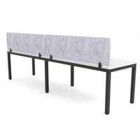 California Office Workstations (Straight Legs) 2-User Single-Sided Desk With AcoustiQ Screen (Marble Gray Screen)