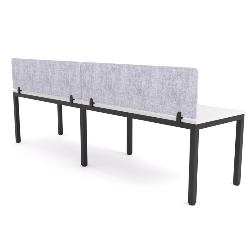 California Office Workstations (Straight Legs) 2-User Single-Sided Desk With AcoustiQ Screen (Marble Gray Screen)