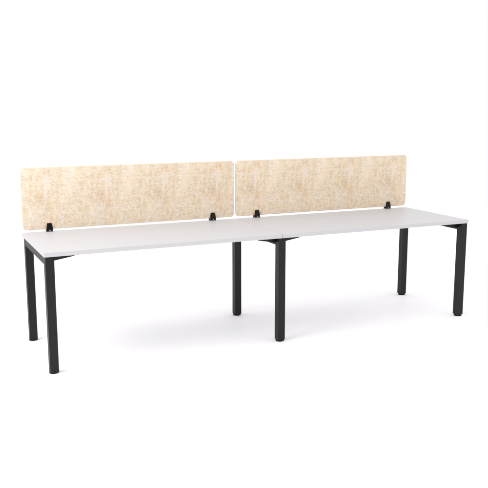 California Office Workstations (Straight Legs) 2-User Single-Sided Desk With AcoustiQ Screen (Natural Screen)