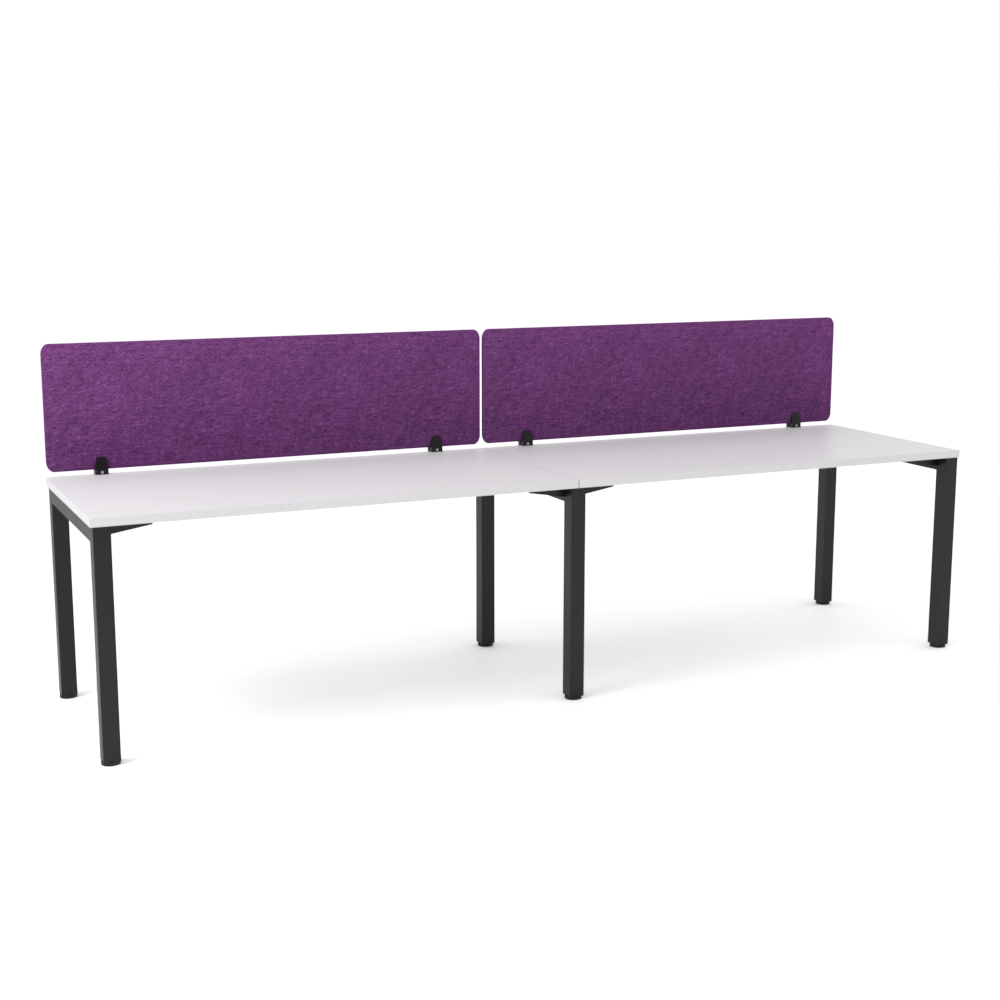 California Office Workstations (Straight Legs) 2-User Single-Sided Desk With AcoustiQ Screen (Purple Screen)