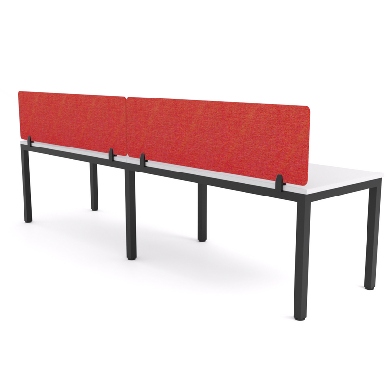 California Office Workstations (Straight Legs) 2-User Single-Sided Desk With AcoustiQ Screen (Red Screen)