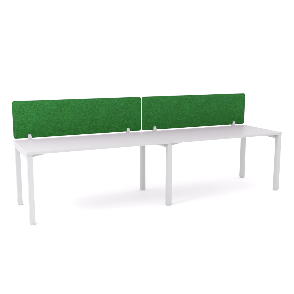 California Office Workstations (Straight Legs) 2-User Single-Sided Desk With AcoustiQ Screen (Green Screen)