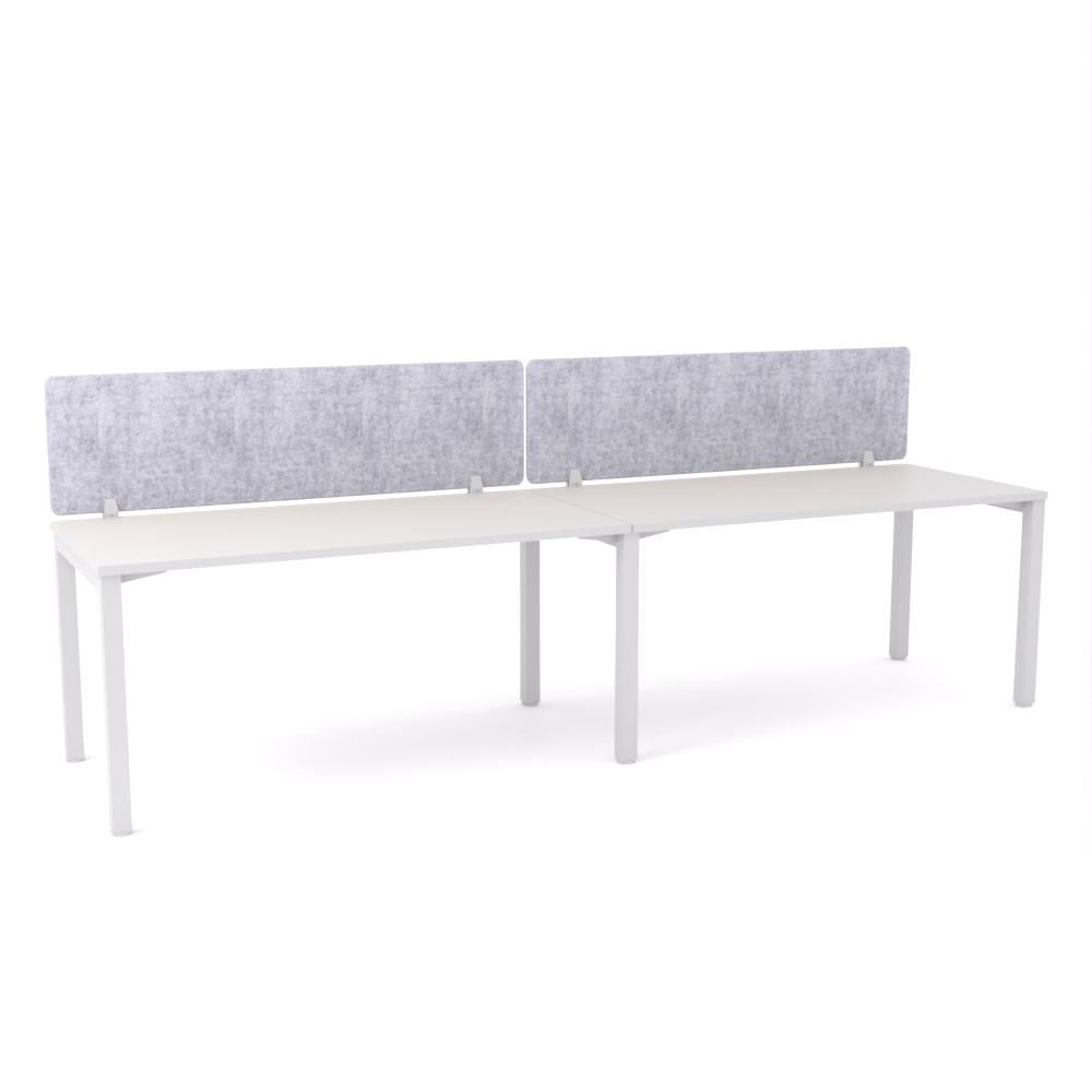 California Office Workstations (Straight Legs) 2-User Single-Sided Desk With AcoustiQ Screen (Marble Gray Screen)