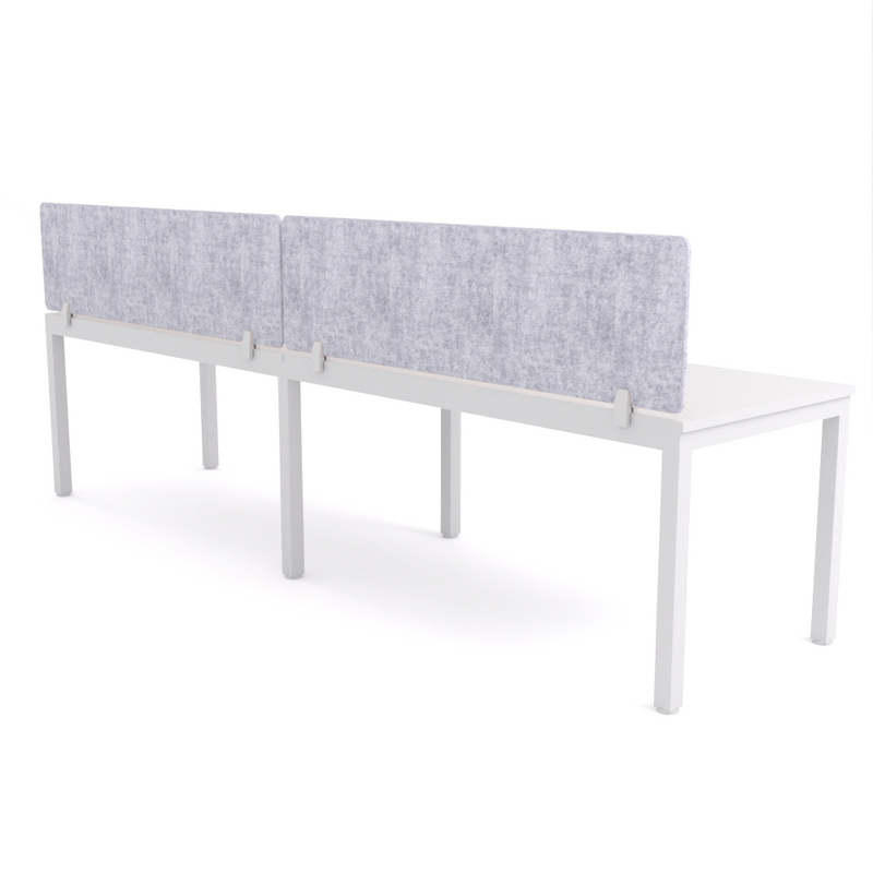 California Office Workstations (Straight Legs) 2-User Single-Sided Desk With AcoustiQ Screen (Marble Gray Screen)