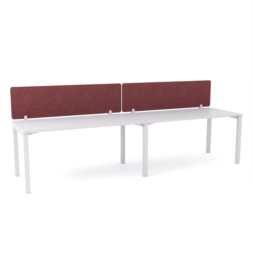 California Office Workstations (Straight Legs) 2-User Single-Sided Desk With AcoustiQ Screen (Maroon Screen)