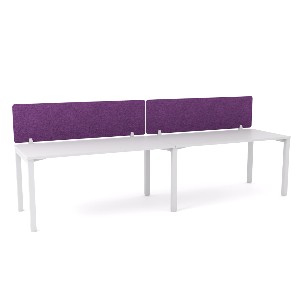 California Office Workstations (Straight Legs) 2-User Single-Sided Desk With AcoustiQ Screen (Purple Screen)
