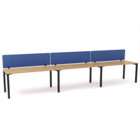 California Office Workstations (Straight Legs) 3-User Single-Sided Desk With AcoustiQ Screen (Cobalt Blue Screen)