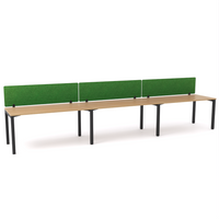 California Office Workstations (Straight Legs) 3-User Single-Sided Desk With AcoustiQ Screen (Green Screen)