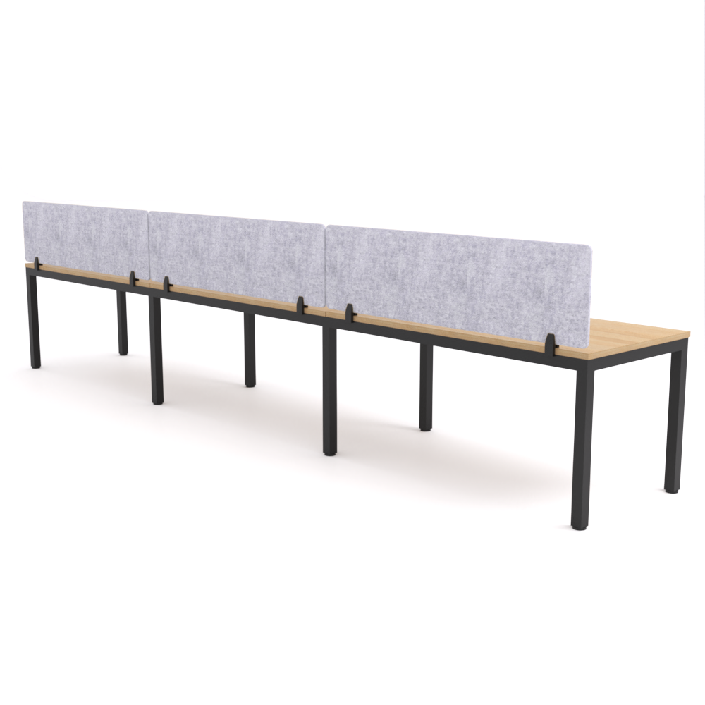 California Office Workstations (Straight Legs) 3-User Single-Sided Desk With AcoustiQ Screen (Marble Gray Screen)