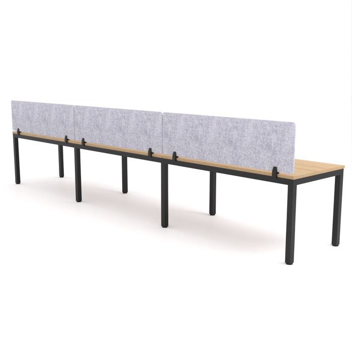 California Office Workstations (Straight Legs) 3 User Single-Sided Desks With AcoustiQ Screen (Marble Gray Screen)