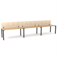 California Office Workstations (Straight Legs) 3-User Single-Sided Desk With AcoustiQ Screen (Natural Screen)