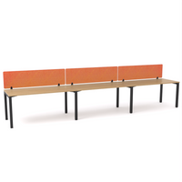 California Office Workstations (Straight Legs) 3-User Single-Sided Desk With AcoustiQ Screen (Orange Screen)