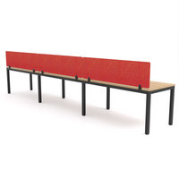 California Office Workstations (Straight Legs) 3-User Single-Sided Desk With AcoustiQ Screen (Red Screen)