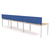 California Office Workstations (Straight Legs) 3-User Single-Sided Desk With AcoustiQ Screen (Cobalt Blue Screen)