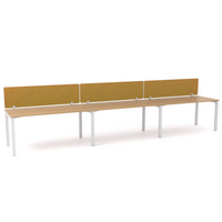 California Office Workstations (Straight Legs) 3-User Single-Sided Desk With AcoustiQ Screen (Golden Yellow Screen)