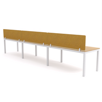 California Office Workstations (Straight Legs) 3-User Single-Sided Desk With AcoustiQ Screen (Golden Yellow Screen)