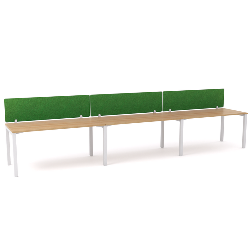 California Office Workstations (Straight Legs) 3-User Single-Sided Desk With AcoustiQ Screen (Green Screen)