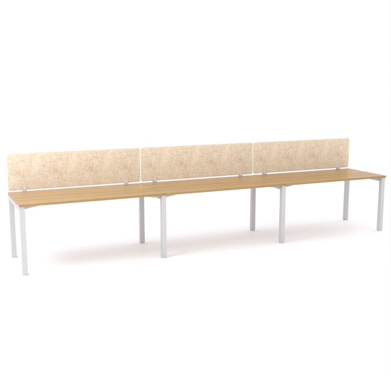 California Office Workstations (Straight Legs) 3-User Single-Sided Desk With AcoustiQ Screen (Natural Screen)