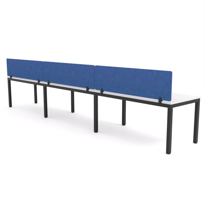 California Office Workstations (Straight Legs) 3-User Single-Sided Desk With AcoustiQ Screen (Cobalt Blue Screen)