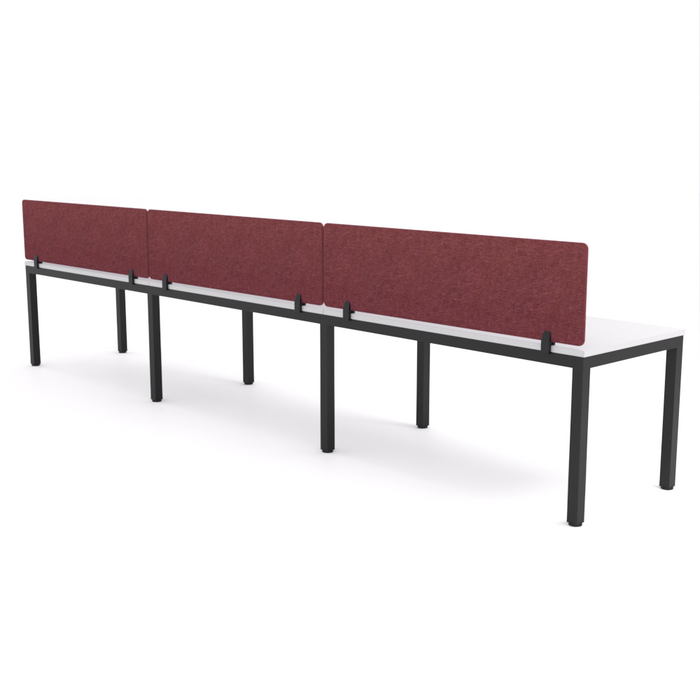 California Office Workstations (Straight Legs) 3 User Single-Sided Desks With AcoustiQ Screen (Maroon Screen)