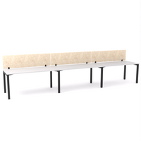 California Office Workstations (Straight Legs) 3-User Single-Sided Desk With AcoustiQ Screen (Natural Screen)
