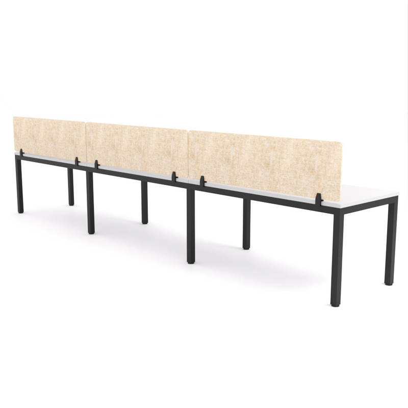 California Office Workstations (Straight Legs) 3-User Single-Sided Desk With AcoustiQ Screen (Natural Screen)